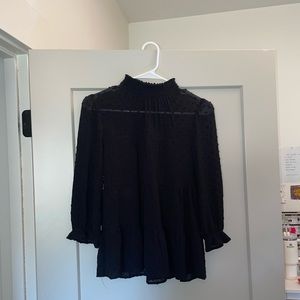 Women’s size small black blouse w/ swiss dot detail, great condition